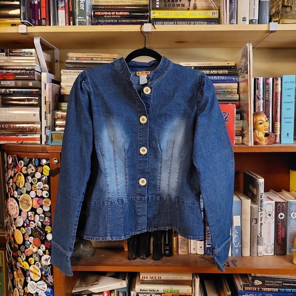 Y.at Young at Heart Y2K Denim Jacket Blue Long Sleeve Large Made in USA